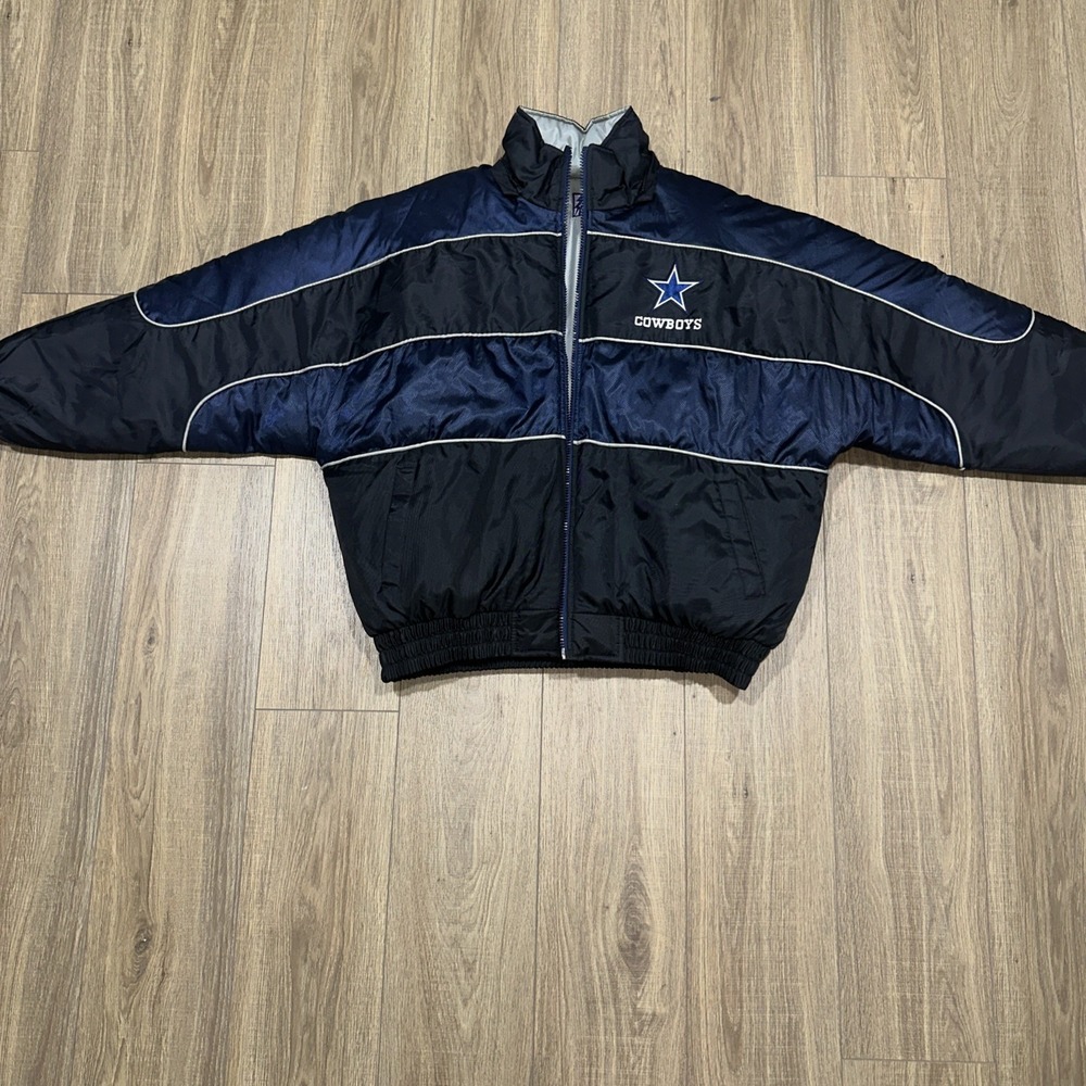 Vtg Dallas Cowboys Jacket PRO PLAYER NFL US Men's XL‎  Zip Puffer Reversible EUC